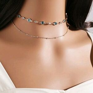 Elegant Blue and Gold Choker Necklace